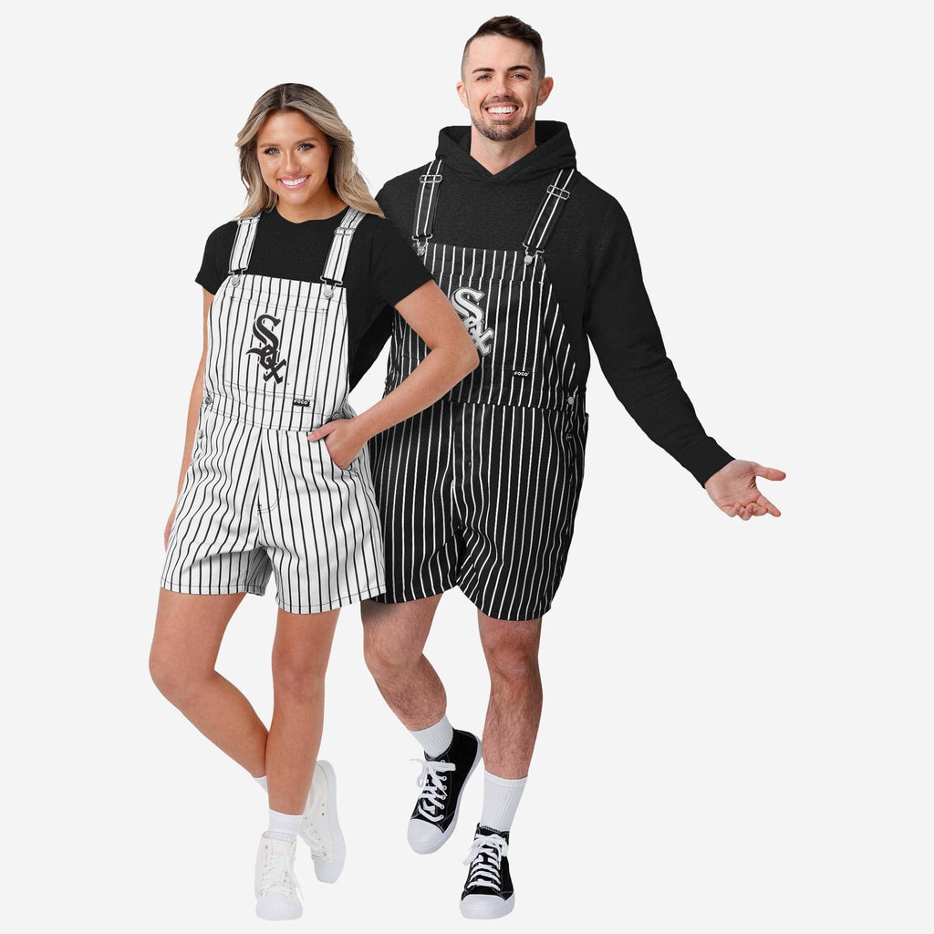 FOCO Chicago White Sox Pinstripe Bib Shortalls Black Size S 4