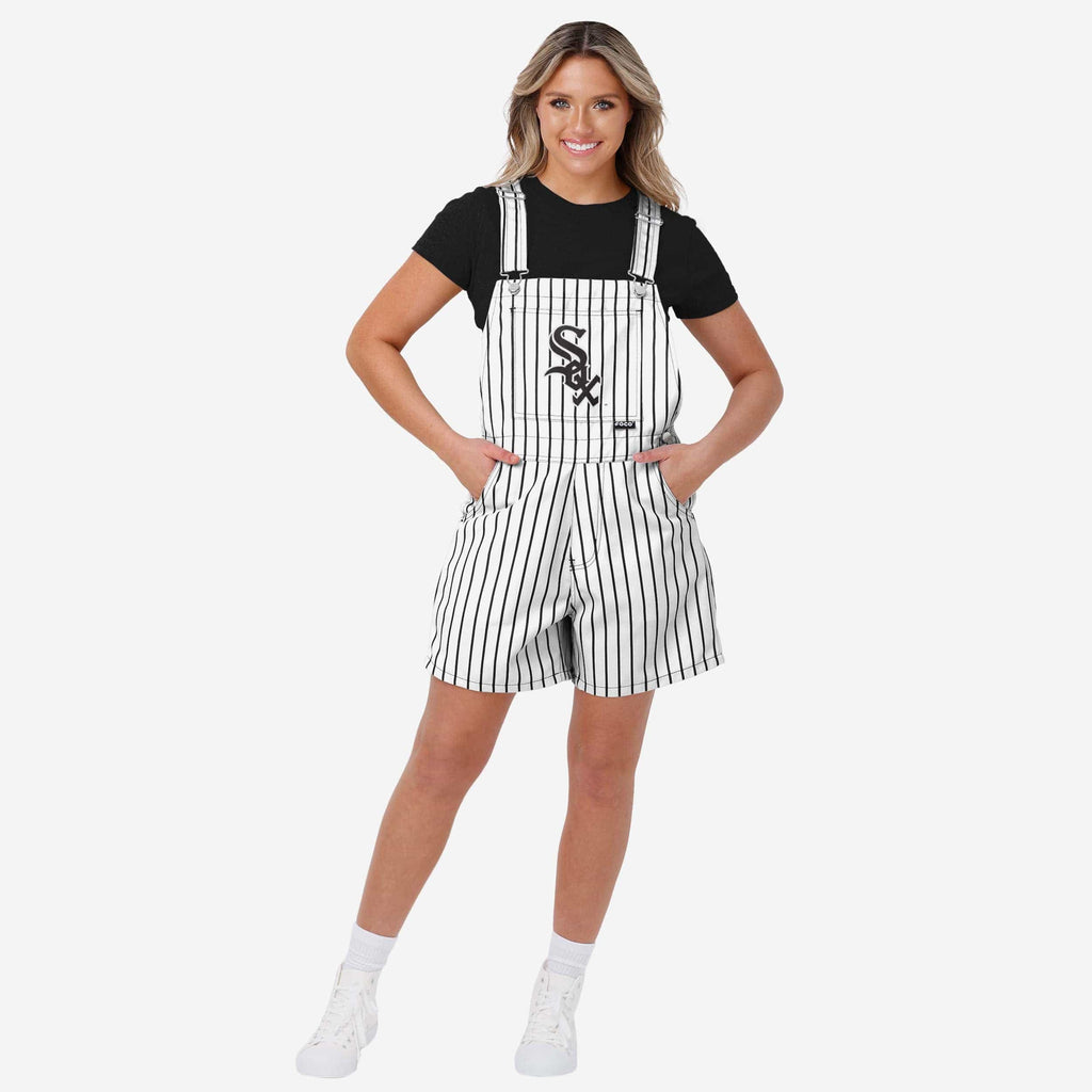 FOCO Chicago White Sox Pinstripe Bib Shortalls Black Size S 2
