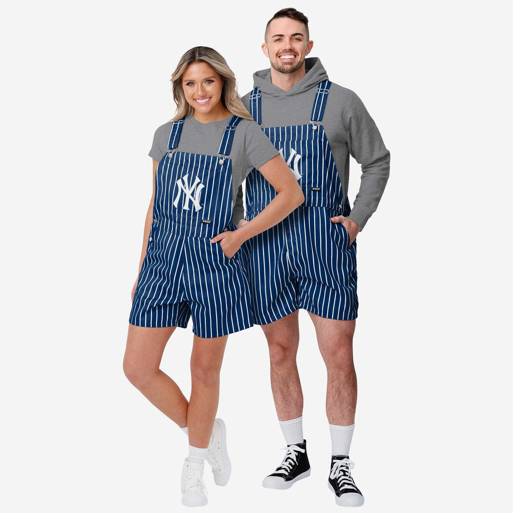 FOCO New York Yankees Pinstripe Bib Shortalls Blue XL 4