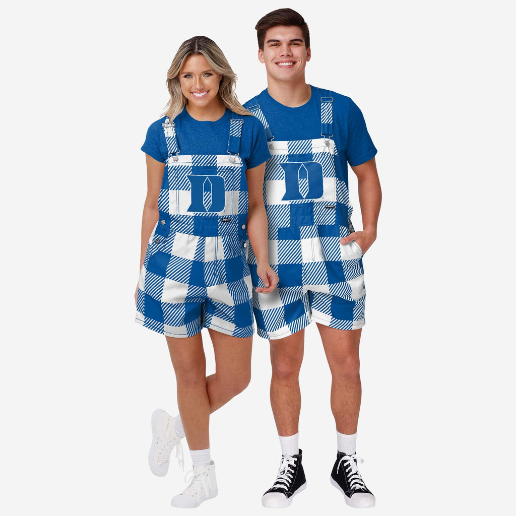 FOCO Duke Blue Devils Plaid Bib Shortalls Blue L 4