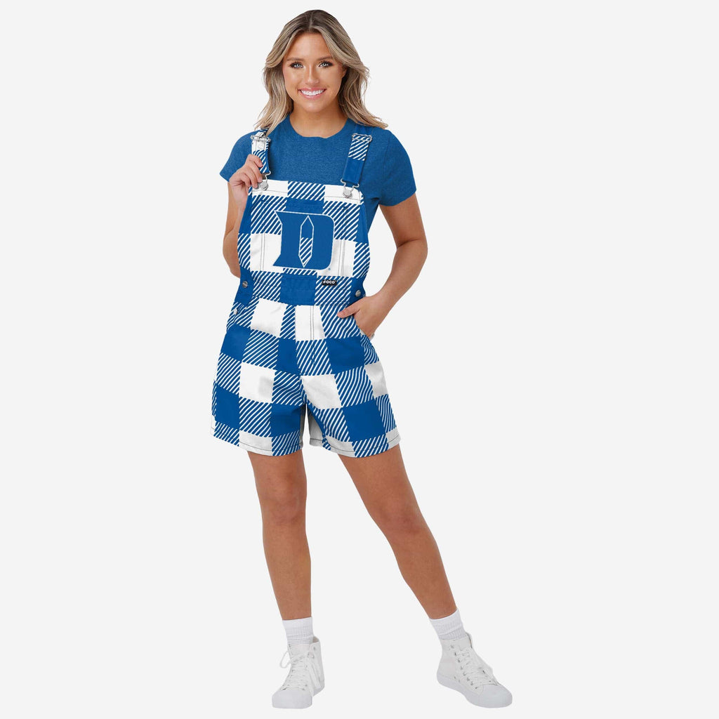 FOCO Duke Blue Devils Plaid Bib Shortalls Blue L 2