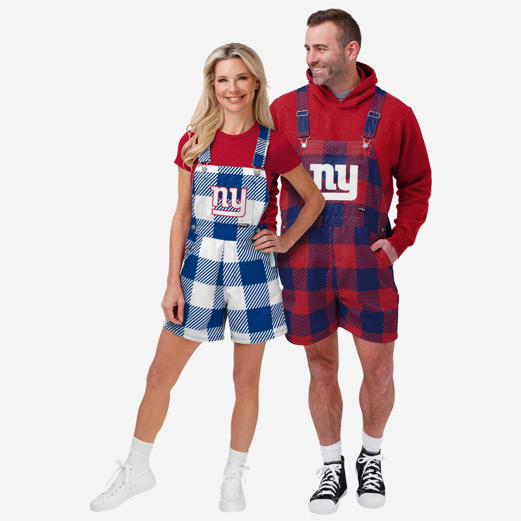 FOCO New York Giants Plaid Bib Shortalls Blue Size S 4