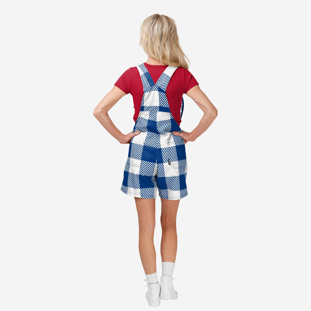 FOCO New York Giants Plaid Bib Shortalls Blue Size S 3