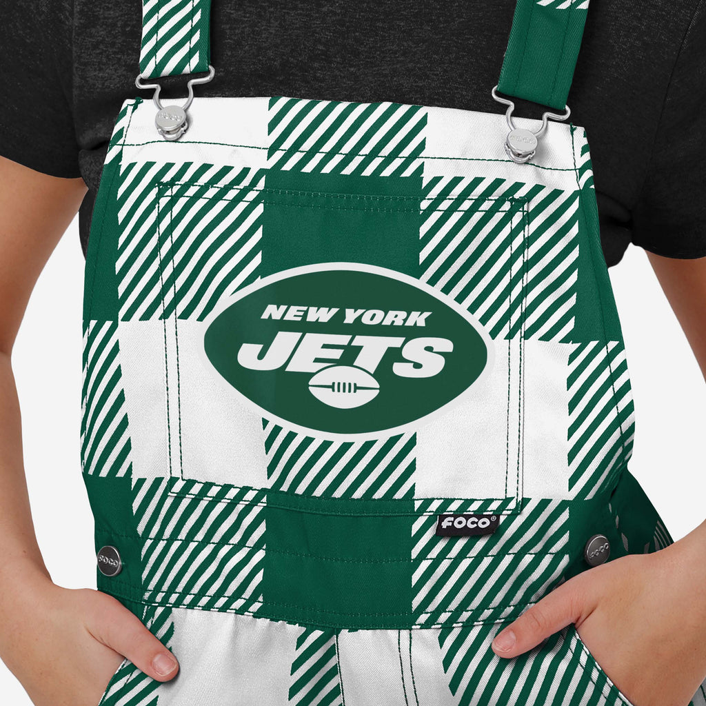 FOCO New York Jets Plaid Bib Shortalls Green Size L 4
