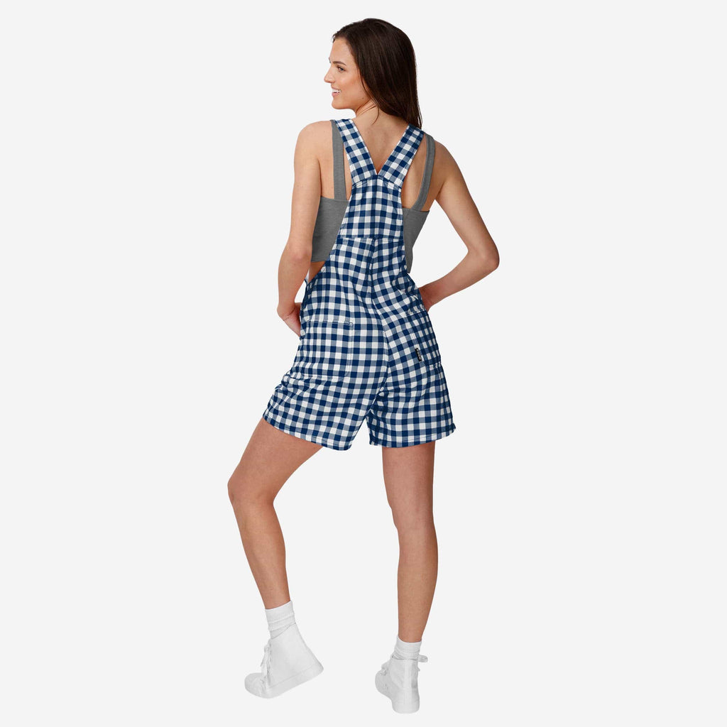 FOCO Dallas Cowboys Gingham Check Bib Shortalls Navy/White 2XL 3