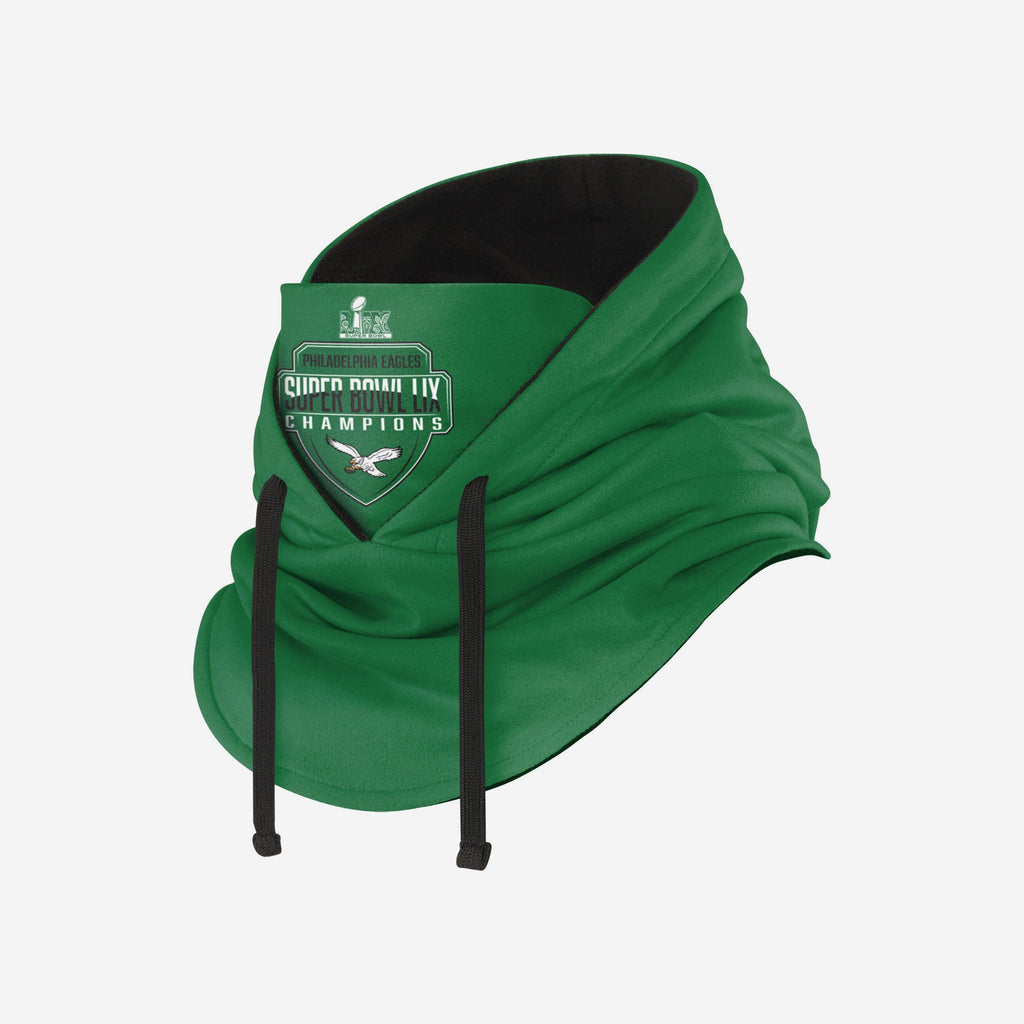 Philadelphia Eagles Super Bowl LIX Champions Kelly Green Hooded Gaiter FOCO