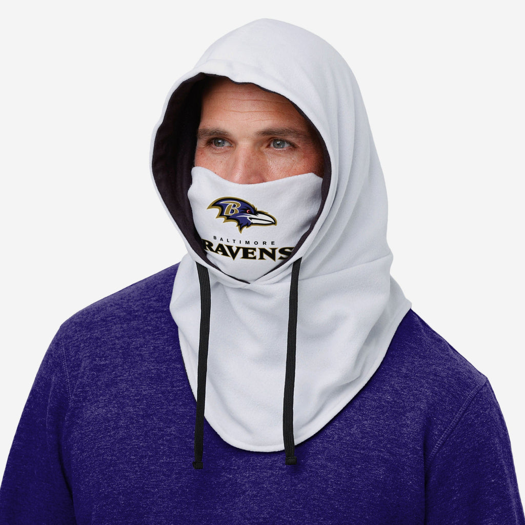 FOCO Baltimore Ravens Hooded Gaiter White One Size 4