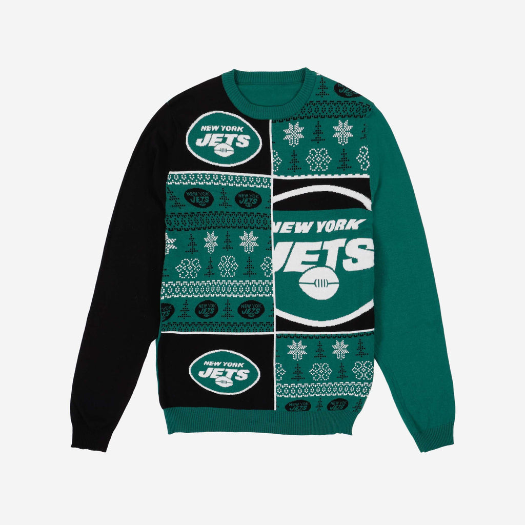 FOCO New York Jets Busy Block Snowfall Sweater Blue 2XL 4