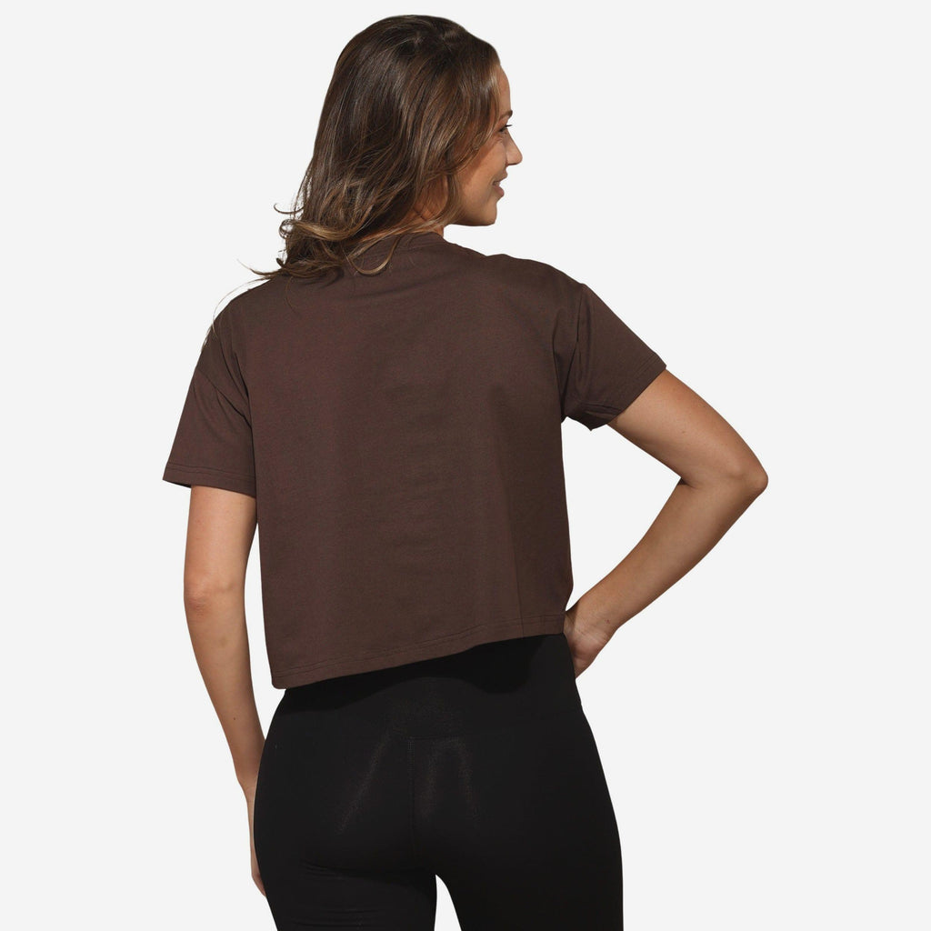 FOCO Cleveland Browns Rhinestone Crop Top Brown Extra Large 4