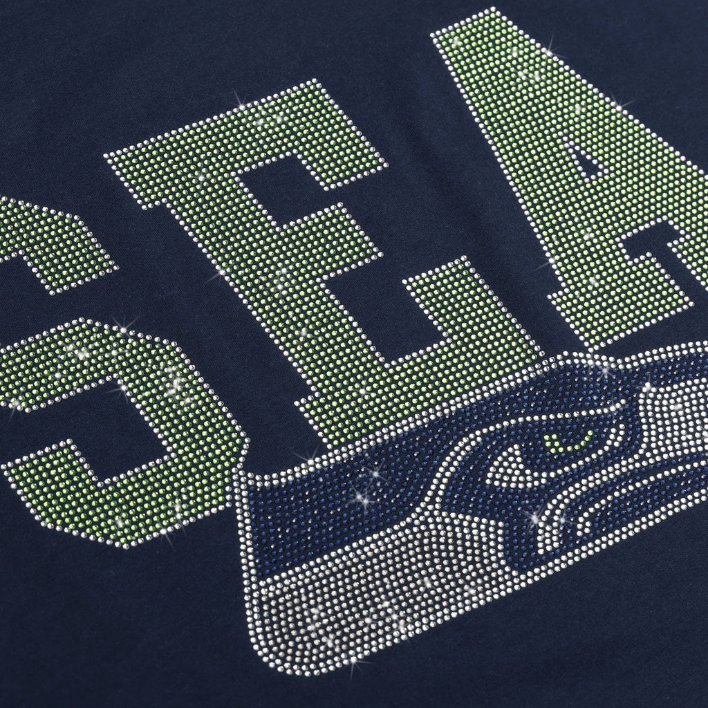 Seattle Seahawks Womens Rhinestone Logo Crop Top FOCO, image size:1024x1024