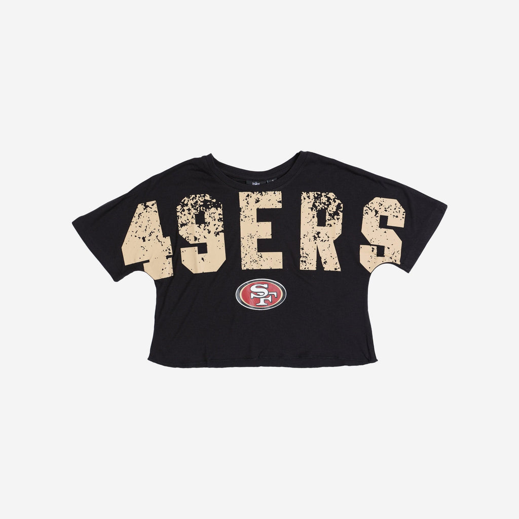 FOCO San Francisco 49ers Distressed Wordmark Crop Top Red XL 4