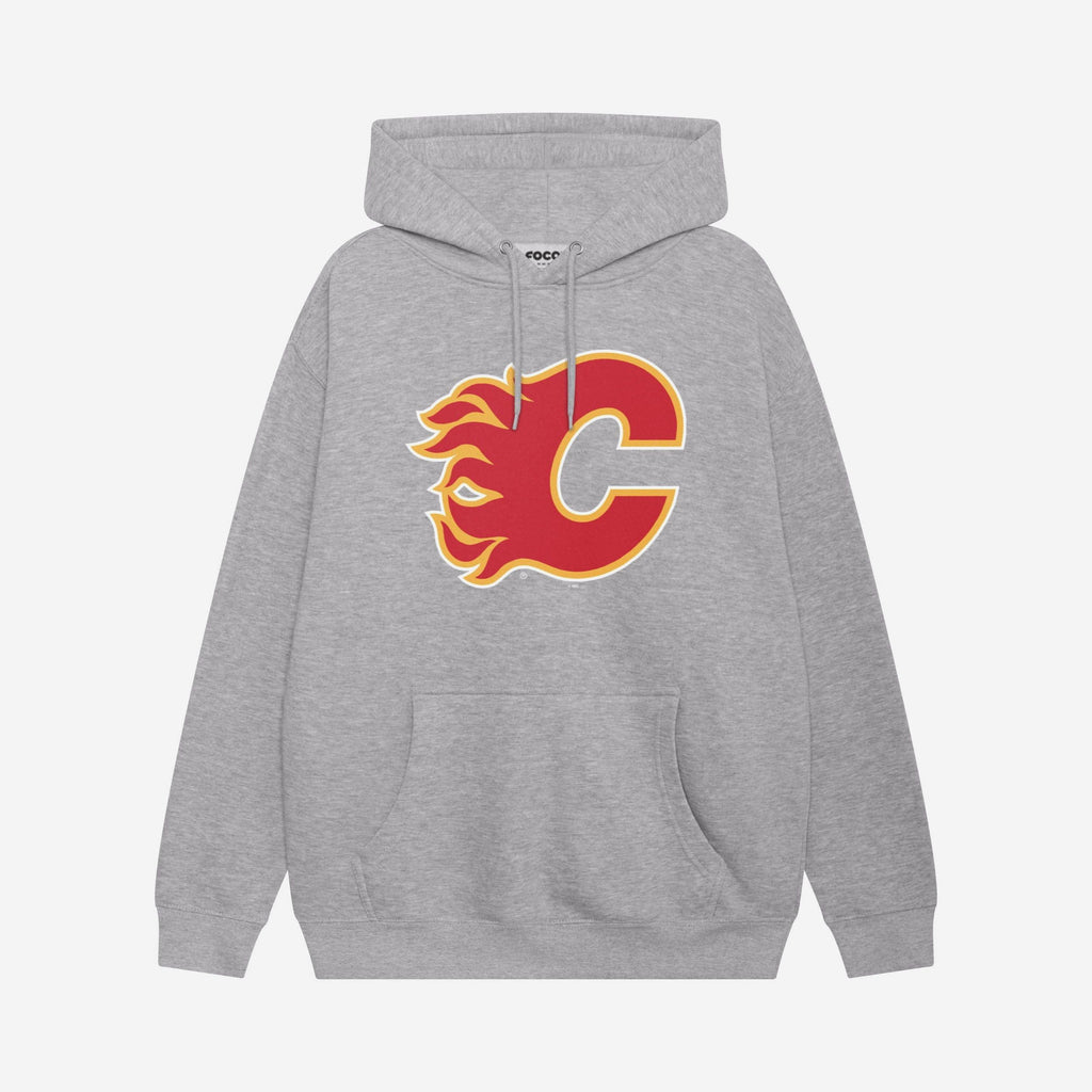 FOCO Calgary Flames Primary Logo Hoodie Athletic Heather 2XL 4