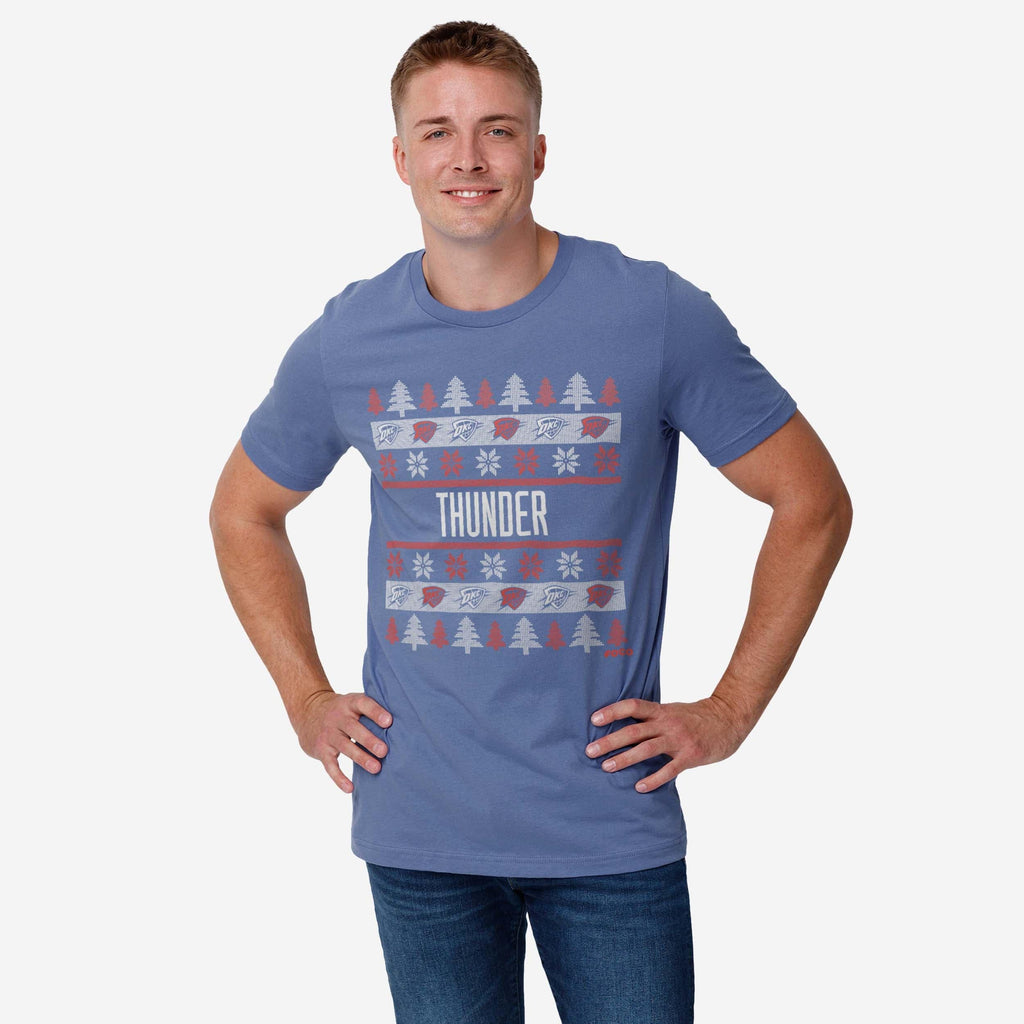 FOCO Oklahoma City Thunder Holiday Sweater T-Shirt Blue 2XL 3