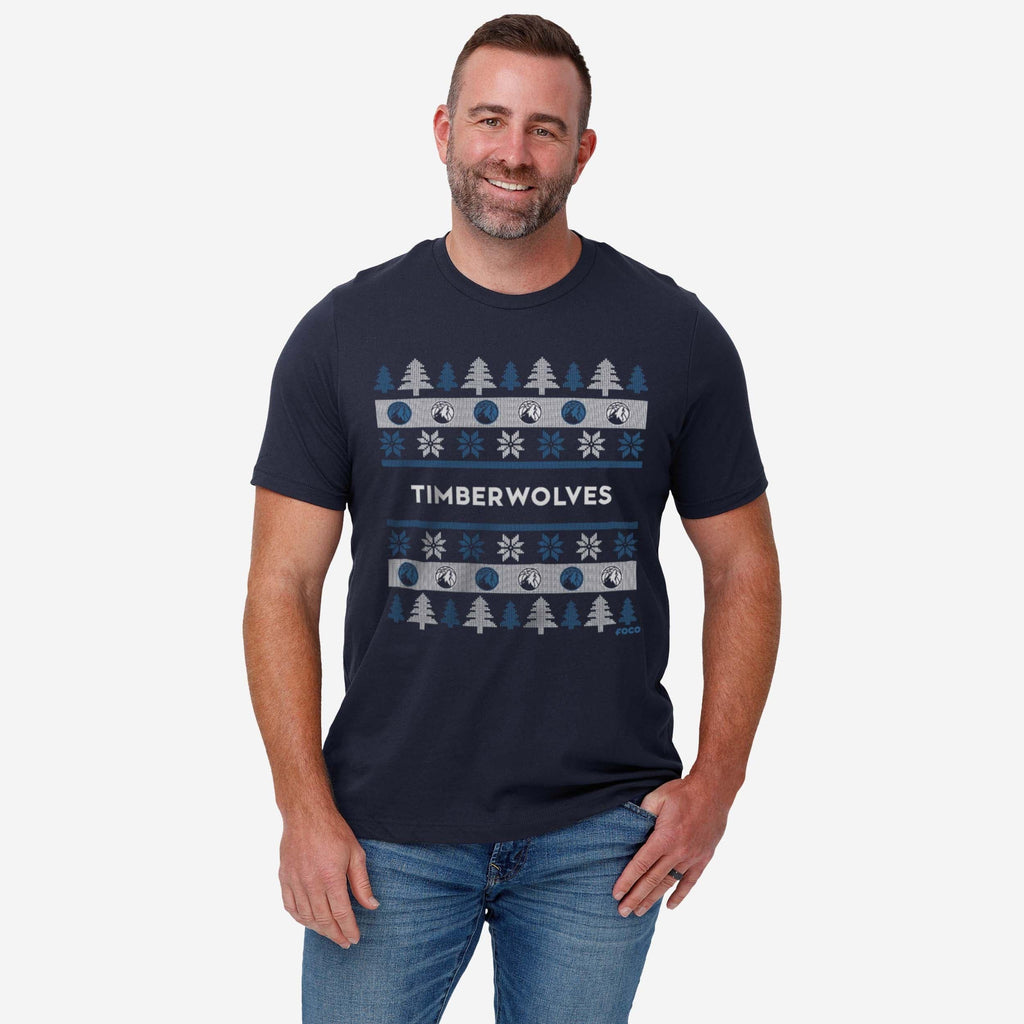 FOCO Minnesota Timberwolves Holiday Sweater T-Shirt Men Size L 3