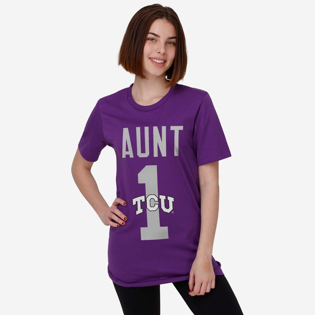 FOCO TCU Horned Frogs Number 1 Aunt T-Shirt Purple 2XL 3