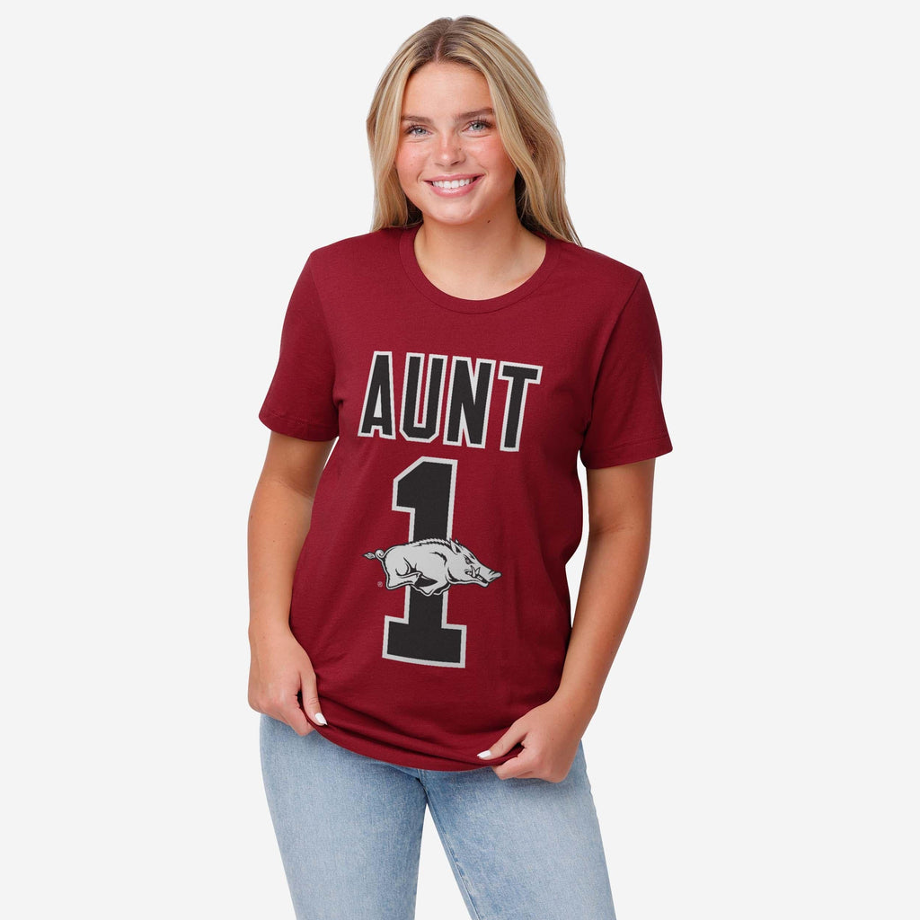 FOCO Arkansas Razorbacks Number 1 Aunt T-Shirt Red XL Women 3