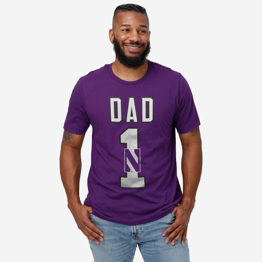 FOCO Northwestern Wildcats Number 1 Dad T-Shirt Purple 3XL 3
