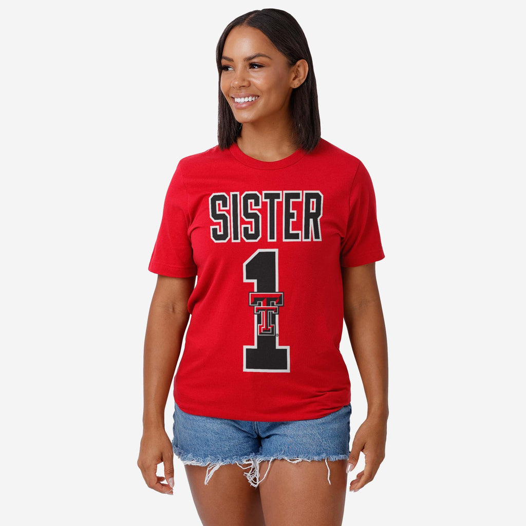 FOCO Texas Tech Red Raiders Number 1 Sister T-Shirt Red XL Women 3