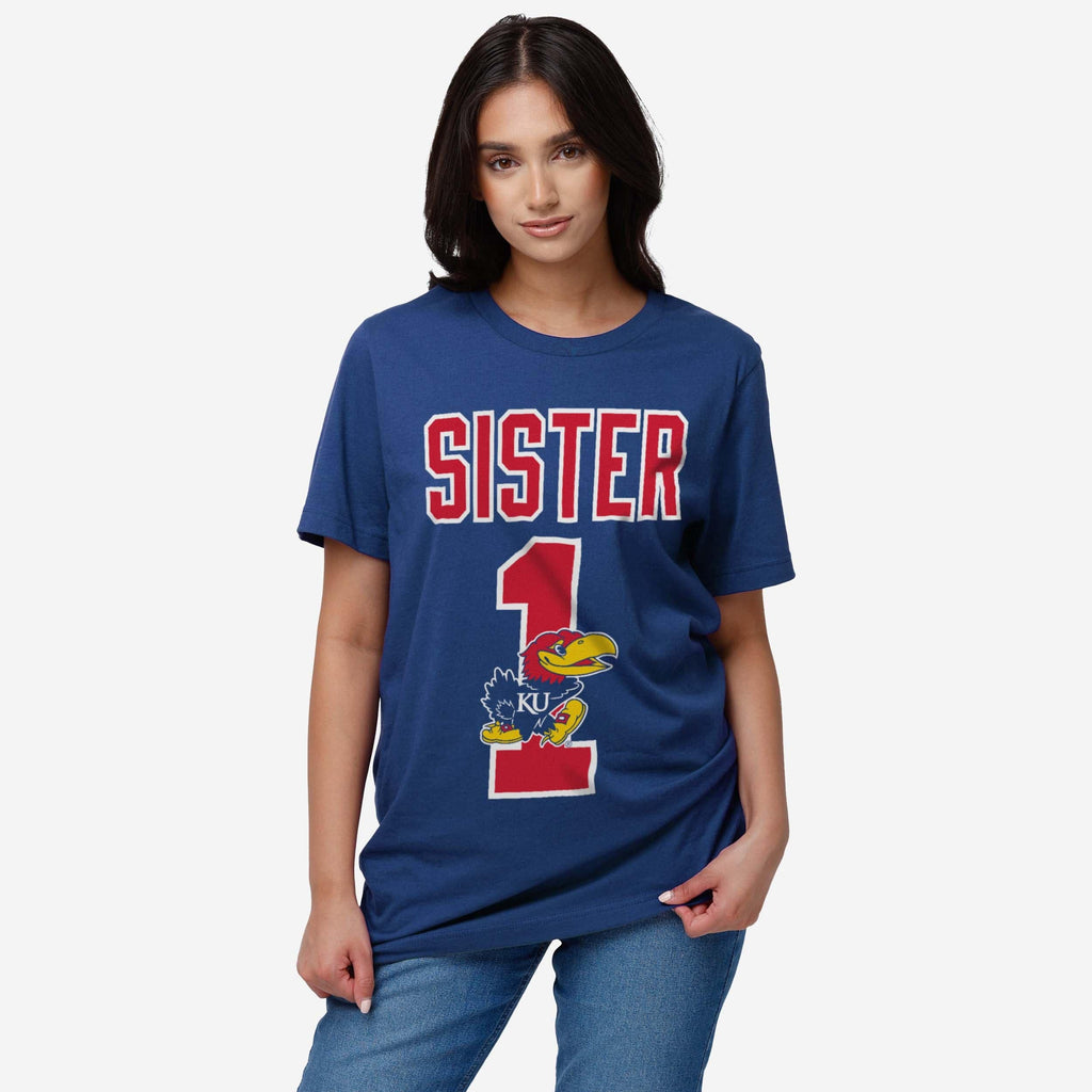 FOCO Kansas Jayhawks Number 1 Sister T-Shirt Blue 2XL 3