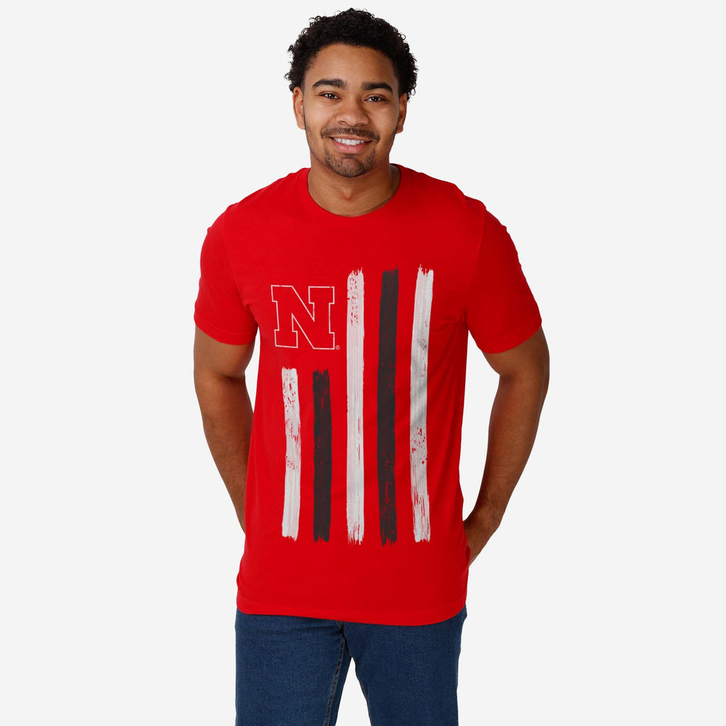 FOCO Nebraska Cornhuskers Brushstroke Flag T-Shirt Red M Men 3