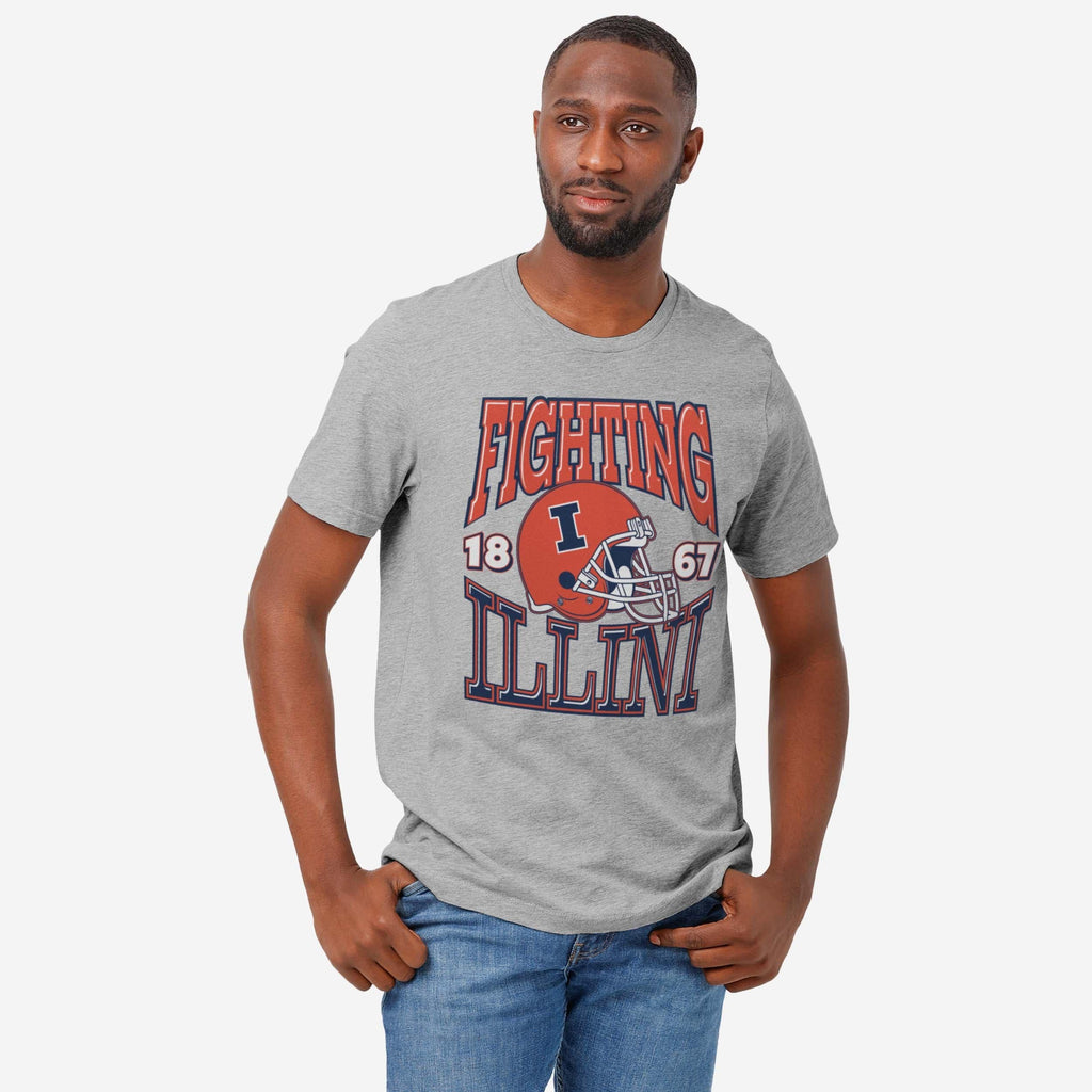 FOCO Illinois Fighting Illini Classic Team Helmet T-Shirt Grey XL 3