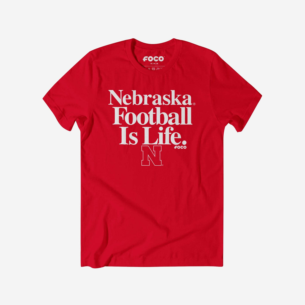 Nebraska Cornhuskers Football is Life T-Shirt FOCO S - FOCO.com