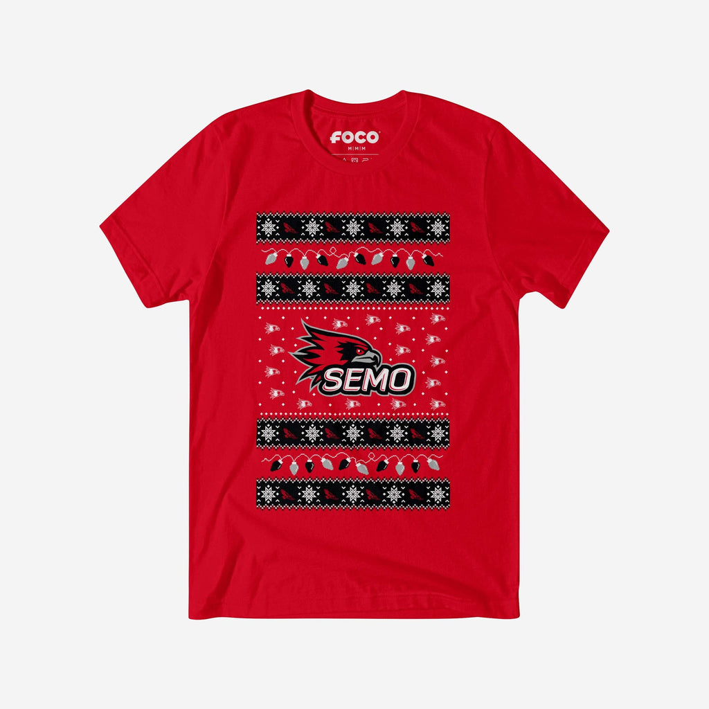 FOCO Southeast Missouri State Redhawks Holiday Lights T-Shirt Red 2XL 2