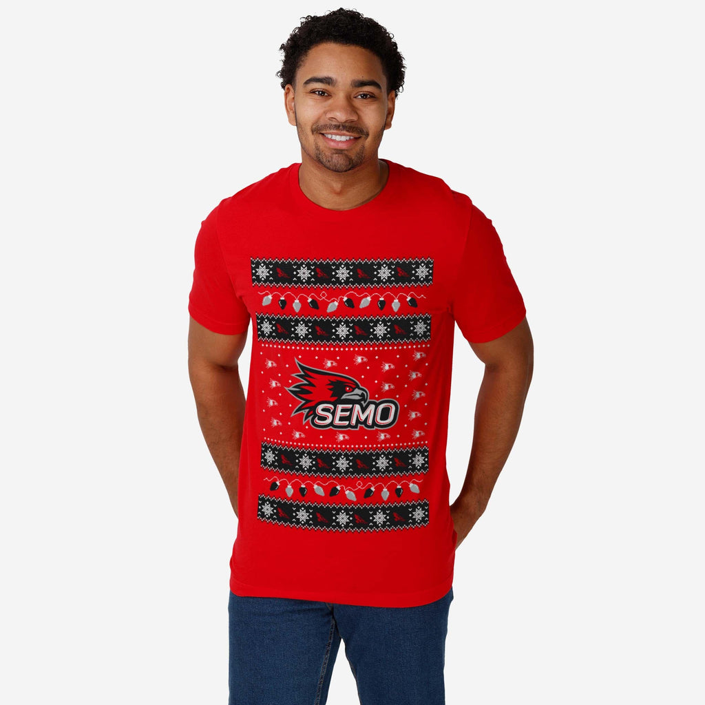 FOCO Southeast Missouri State Redhawks Holiday Lights T-Shirt Red 2XL 3