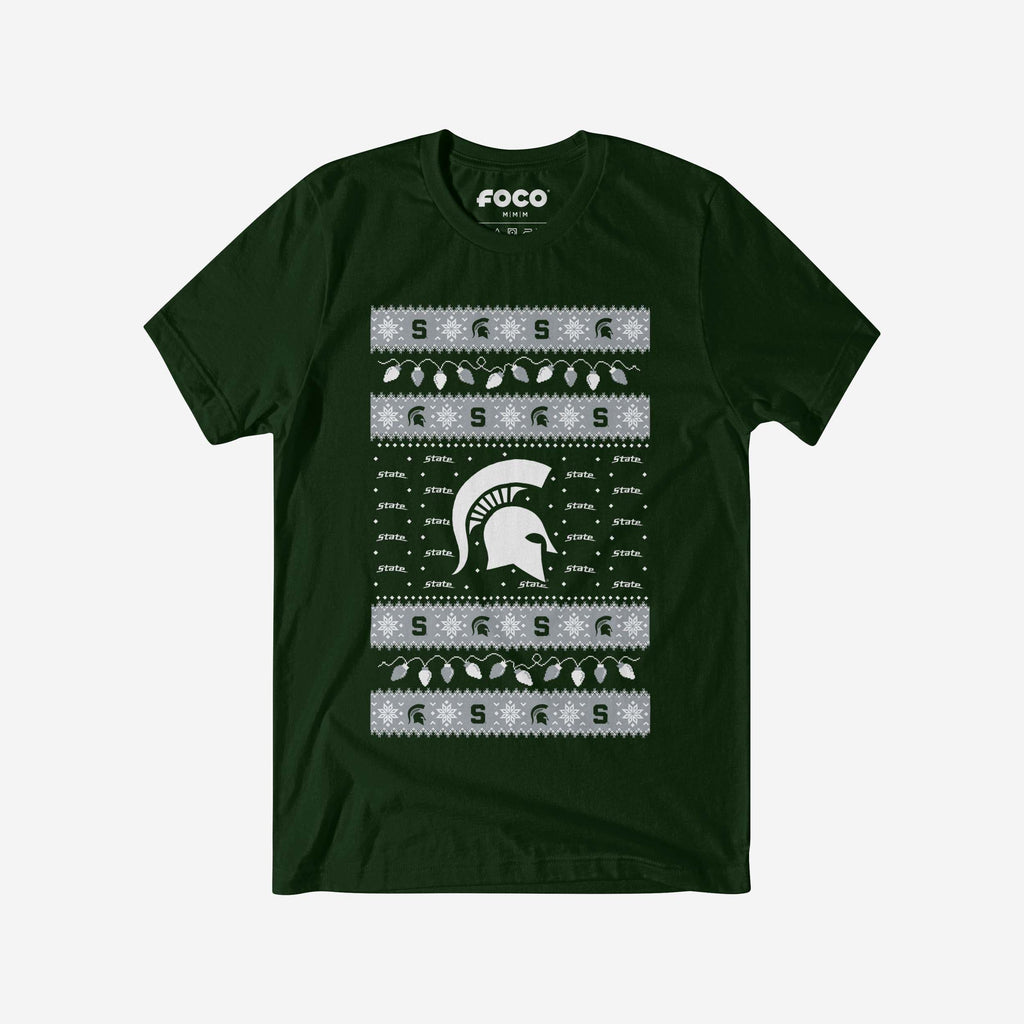 FOCO Michigan State Spartans Holiday Lights T-Shirt Green M Men 2