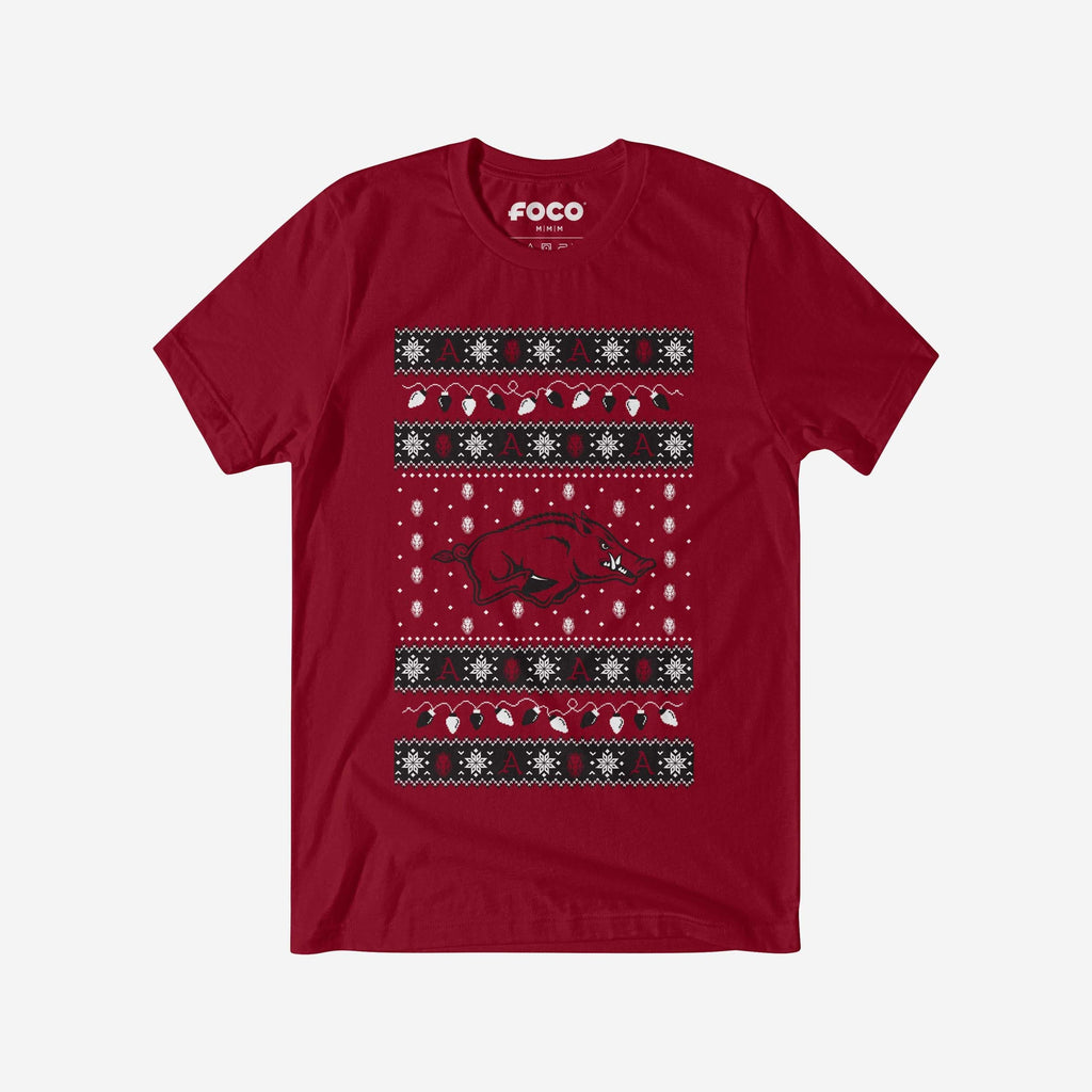 FOCO Arkansas Razorbacks Holiday Lights Sweater T-Shirt - S - Herren 2