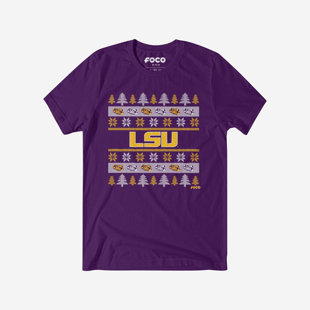 FOCO LSU Tigers Holiday Sweater T-Shirt Purple 3XL 2