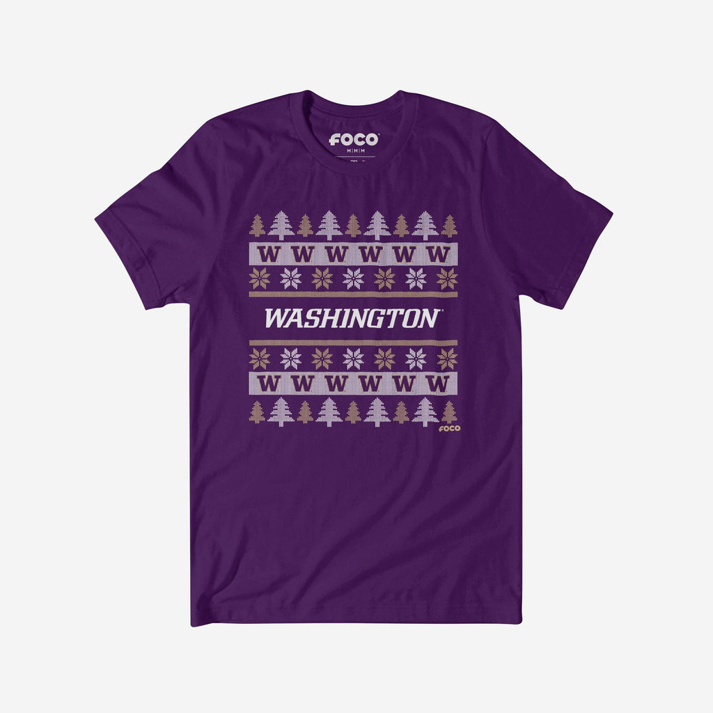 FOCO Washington Huskies Holiday Sweater T-Shirt Purple XL 2
