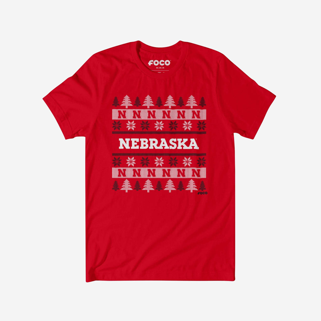 FOCO Nebraska Cornhuskers Holiday Sweater T-Shirt Red S Men 2