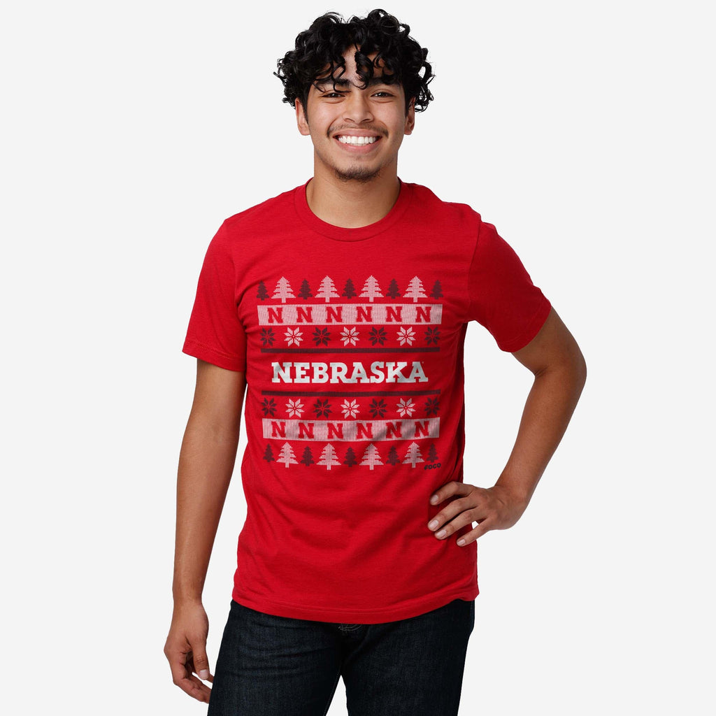 FOCO Nebraska Cornhuskers Holiday Sweater T-Shirt Red S Men 3