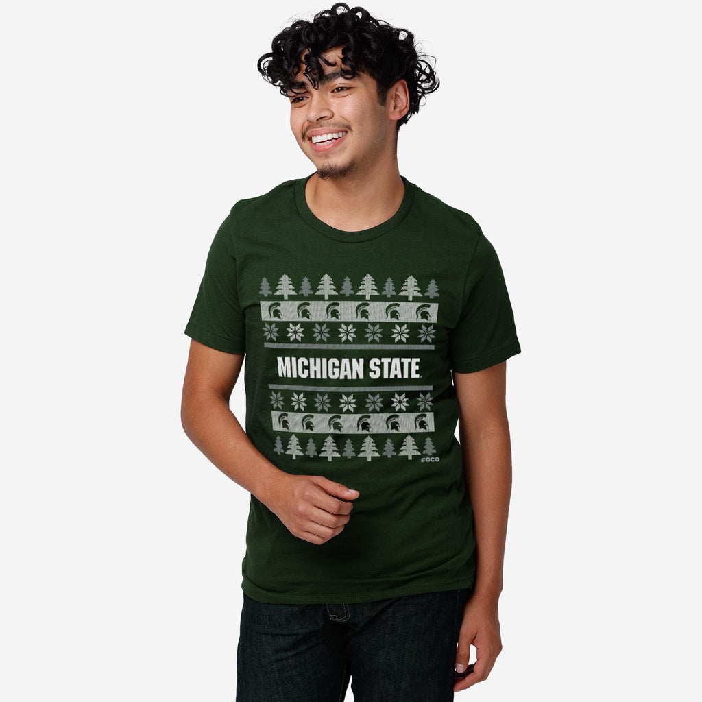 FOCO Michigan State Spartans Holiday Sweater T-Shirt Green 3XL 3