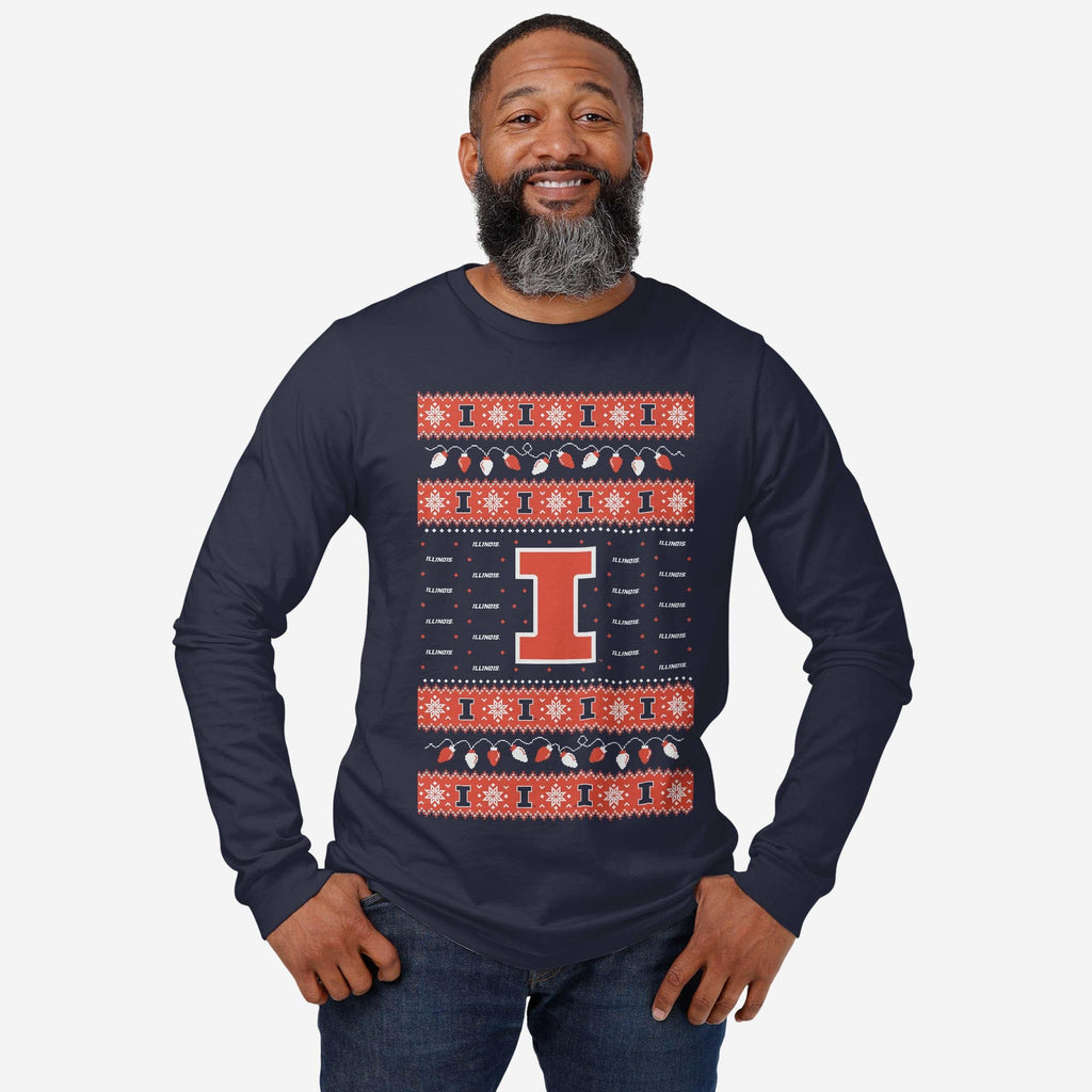 FOCO Illinois Fighting Illini Holiday Lights Langarm T-Shirt 3