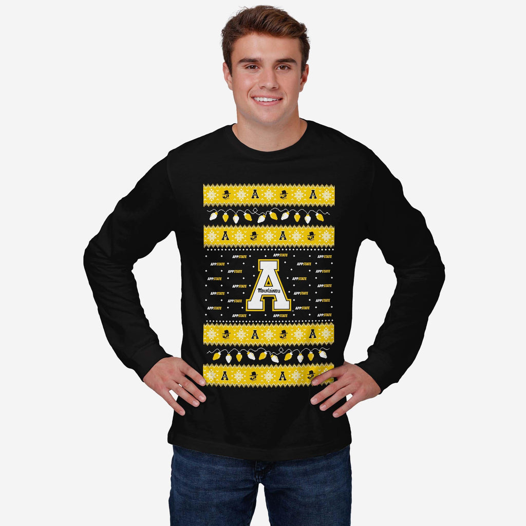 FOCO Appalachian State Mountaineers Holiday Lights Long Sleeve T-Shirt Black/XL 3