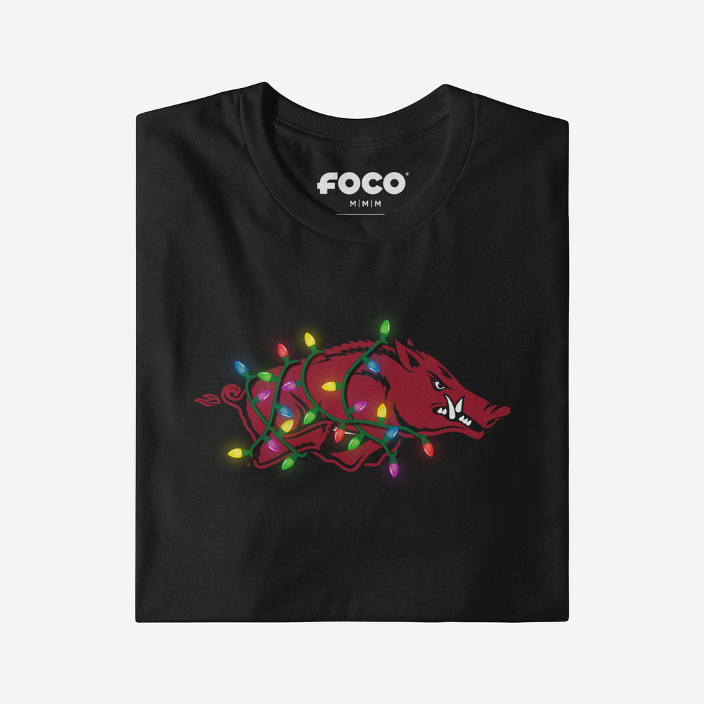 FOCO Arkansas Razorbacks Primary Logo Holiday Lights Long Sleeve T-Shirt Men XL 4