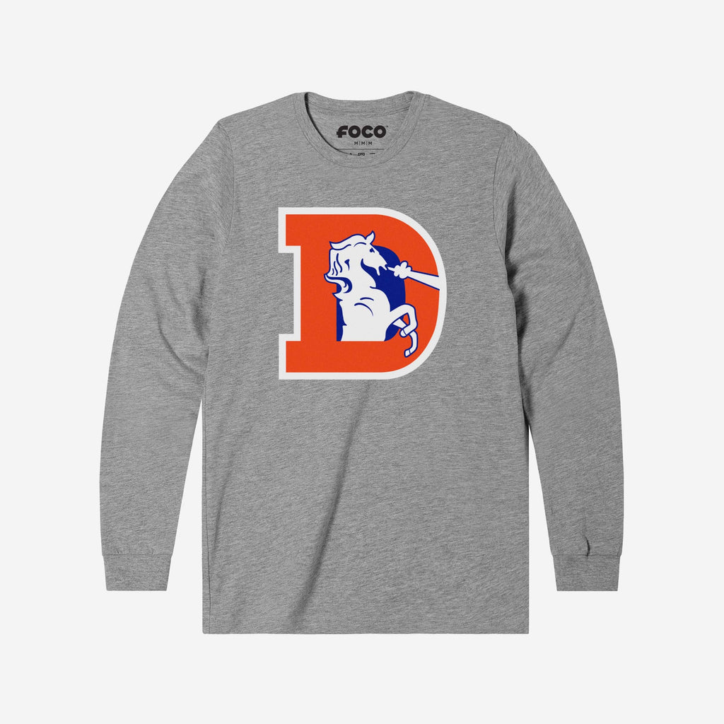 FOCO Denver Broncos 1993 Retro Logo Long Sleeve T-Shirt Athletic Heather L Men 2