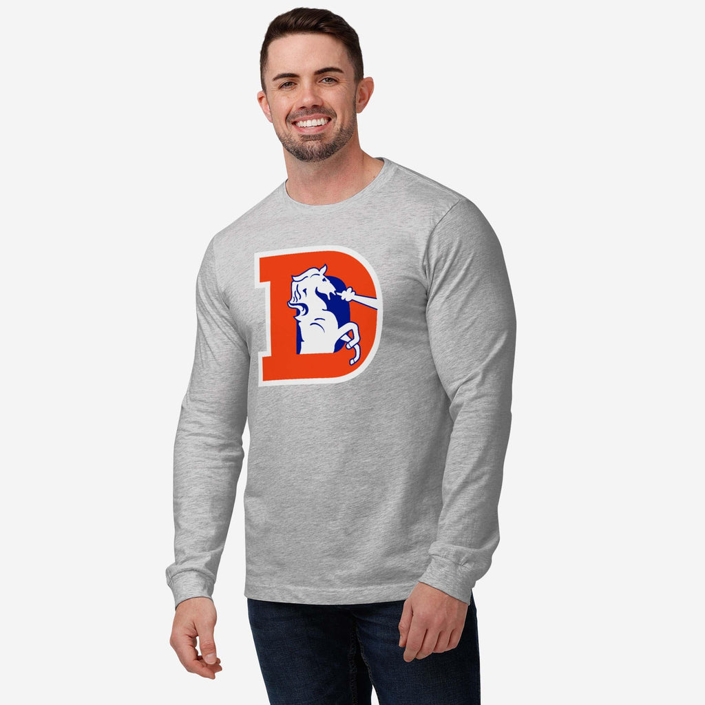 FOCO Denver Broncos 1993 Retro Logo Long Sleeve T-Shirt Athletic Heather L Men 3