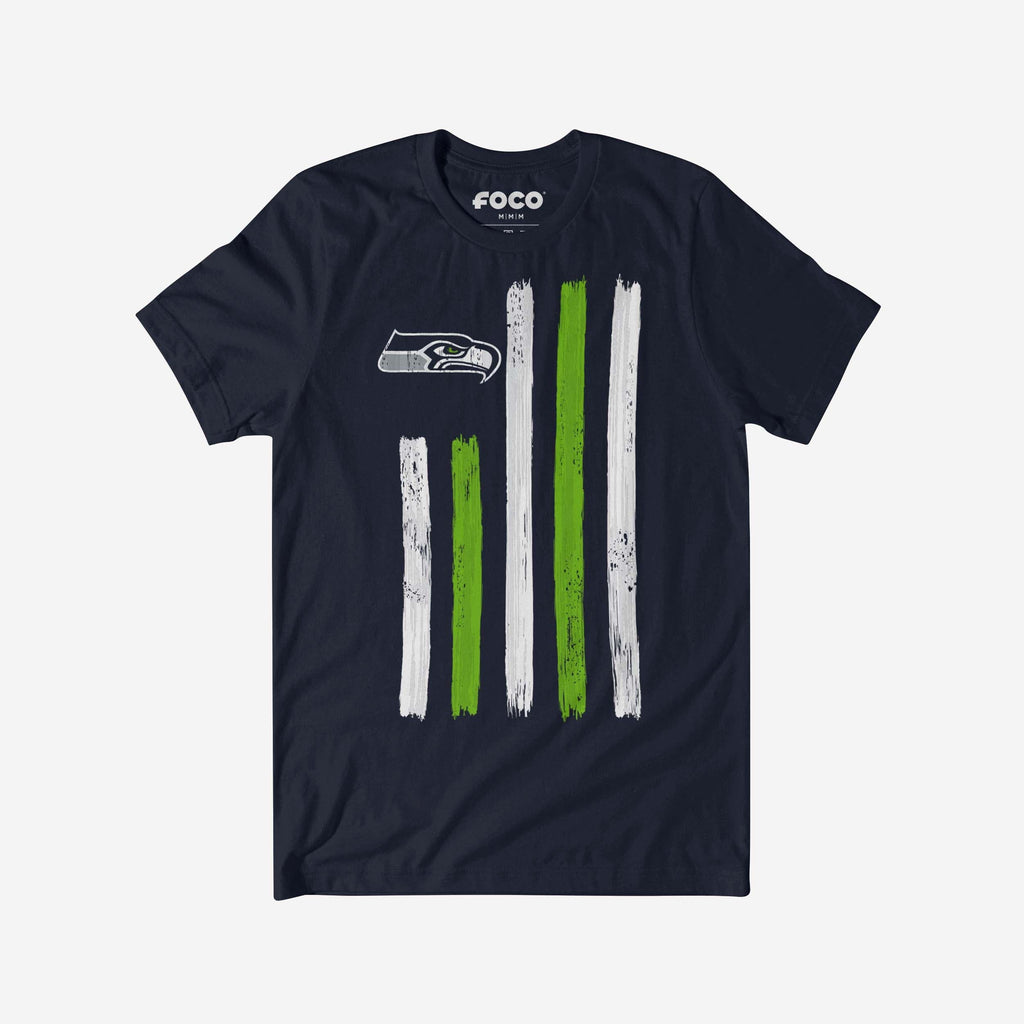 FOCO Seattle Seahawks Brushstroke Flag T-Shirt Blue L Men 2