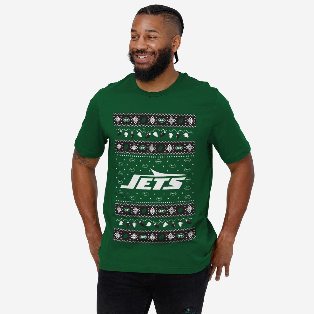 FOCO New York Jets Holiday Lights Pullover T-Shirt - 3XL - Herren 3