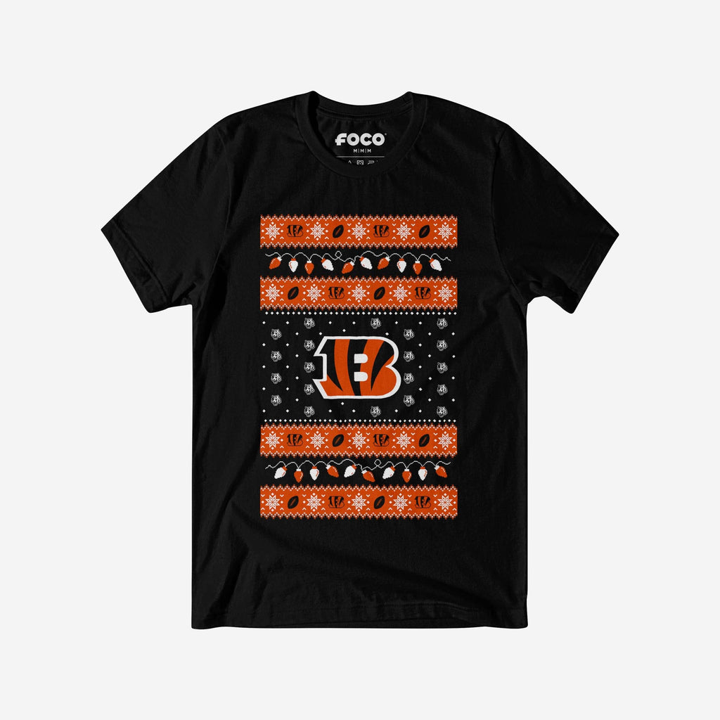 FOCO Cincinnati Bengals Holiday Lights T-Shirt Black M 2