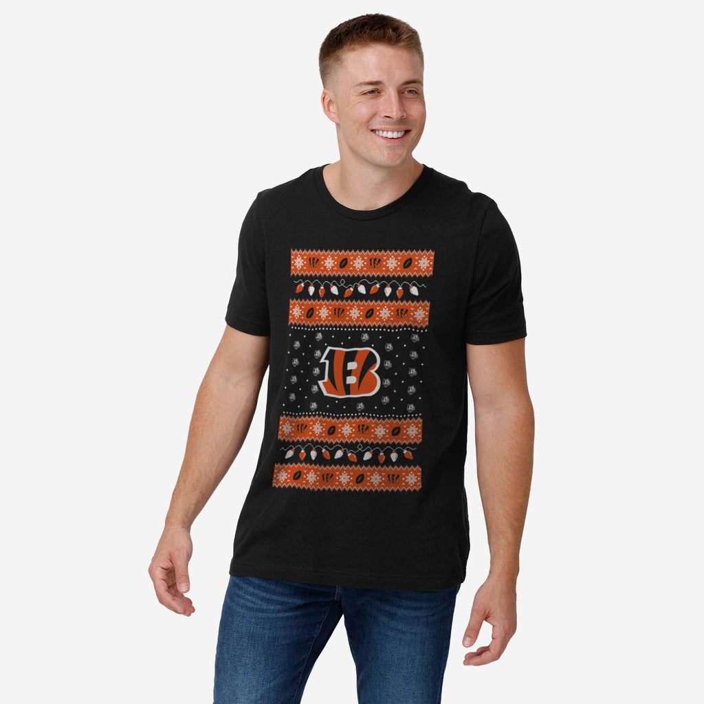 FOCO Cincinnati Bengals Holiday Lights T-Shirt Black M 3