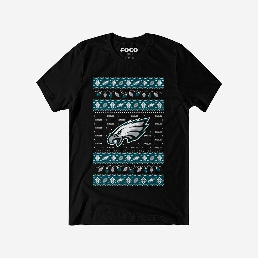 FOO Philadelphia Eagles Holiday Lights Sweater T-Shirt Green 2XL 2