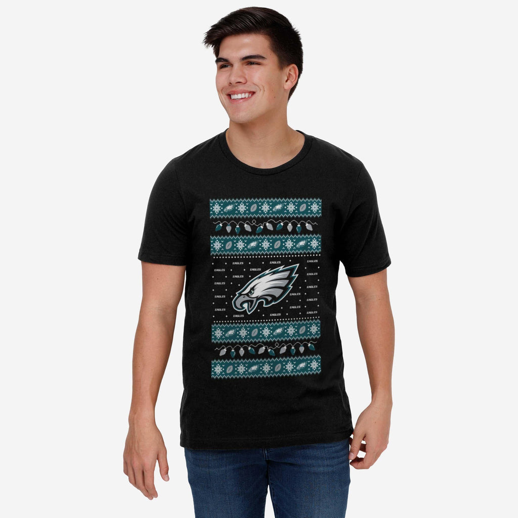 FOO Philadelphia Eagles Holiday Lights Sweater T-Shirt Green 2XL 3