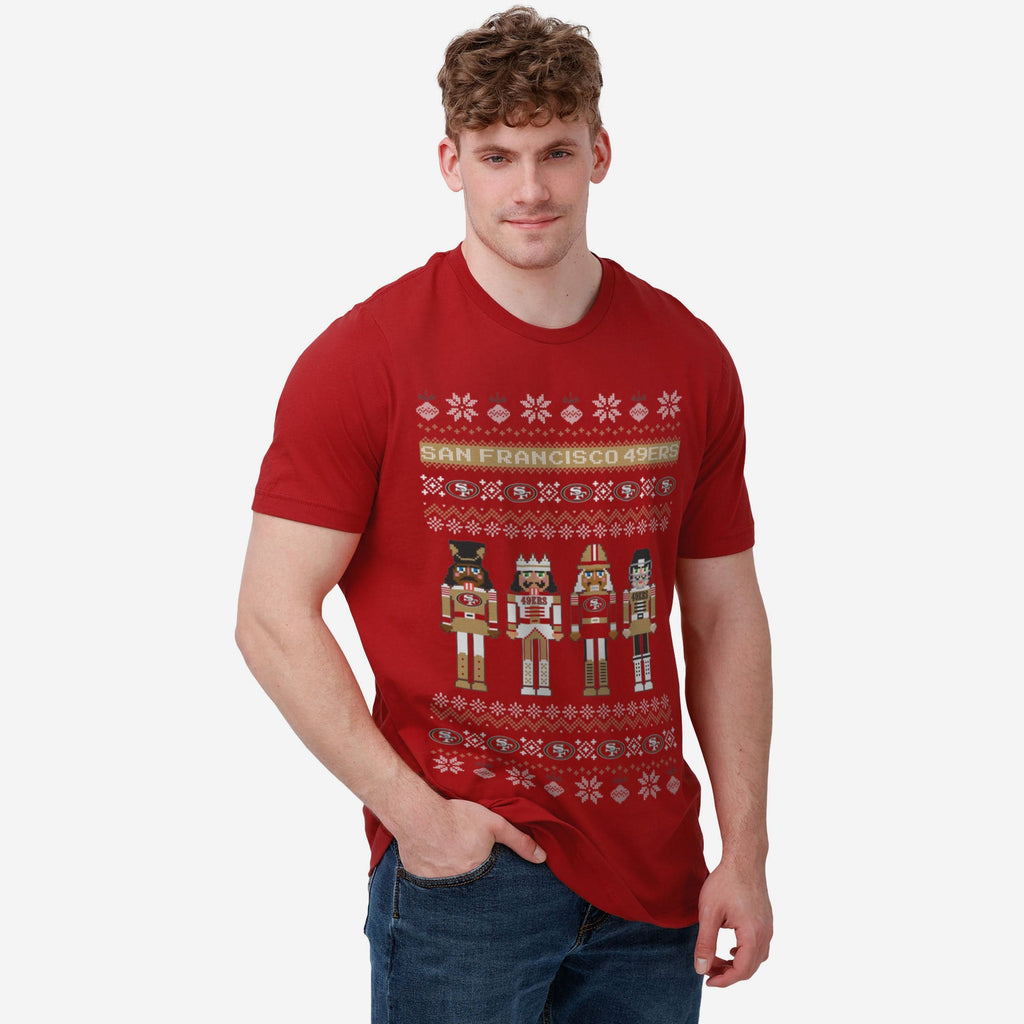 FOCO San Francisco 49ers Holiday Nutcracker Sweater T-Shirt Red M Men 3