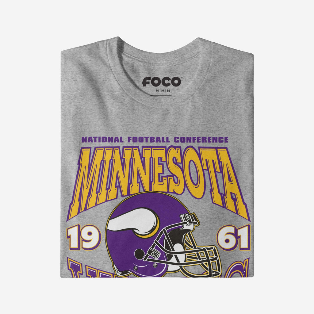 FOCO Minnesota Vikings Classic Team Helmet Long Sleeve T-Shirt Heather Grey Men S 4