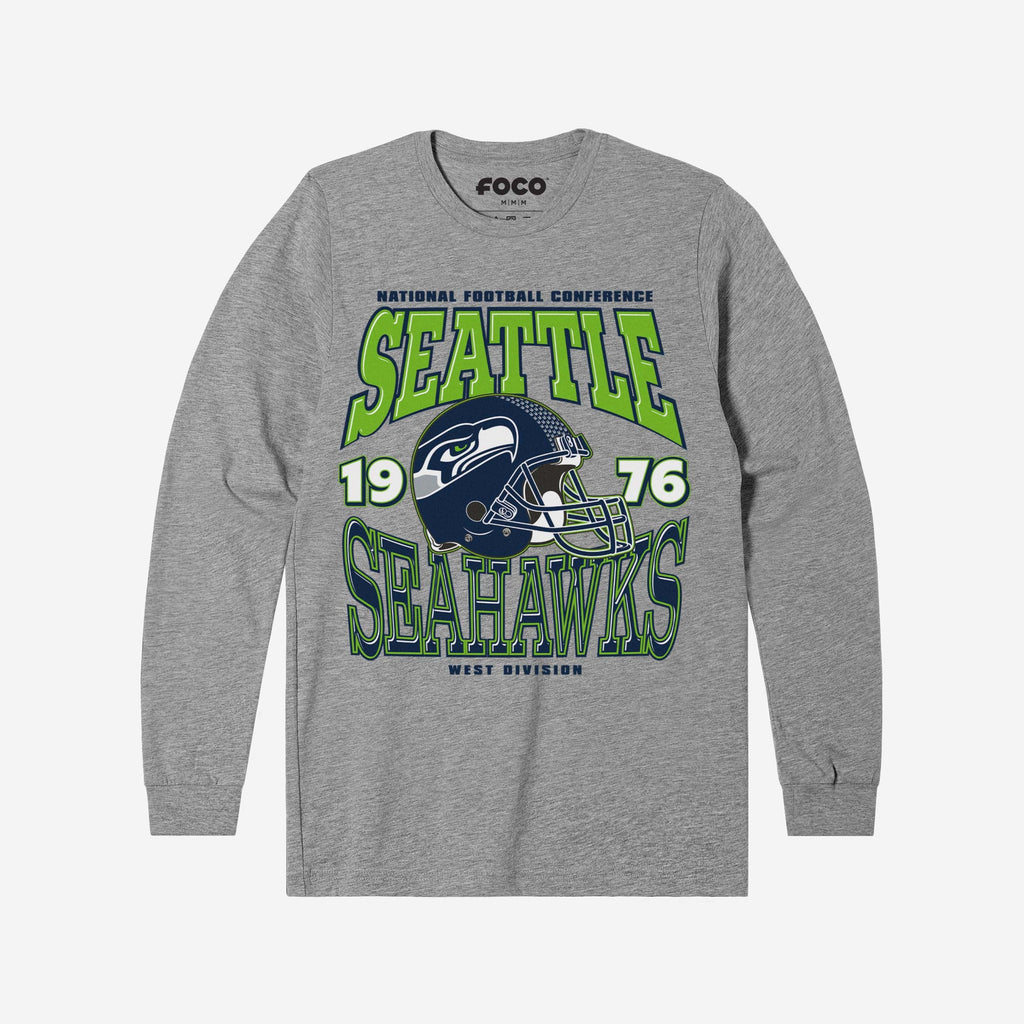 FOCO Seattle Seahawks Classic Team Helmet Long Sleeve T-Shirt Grey XL Men 2