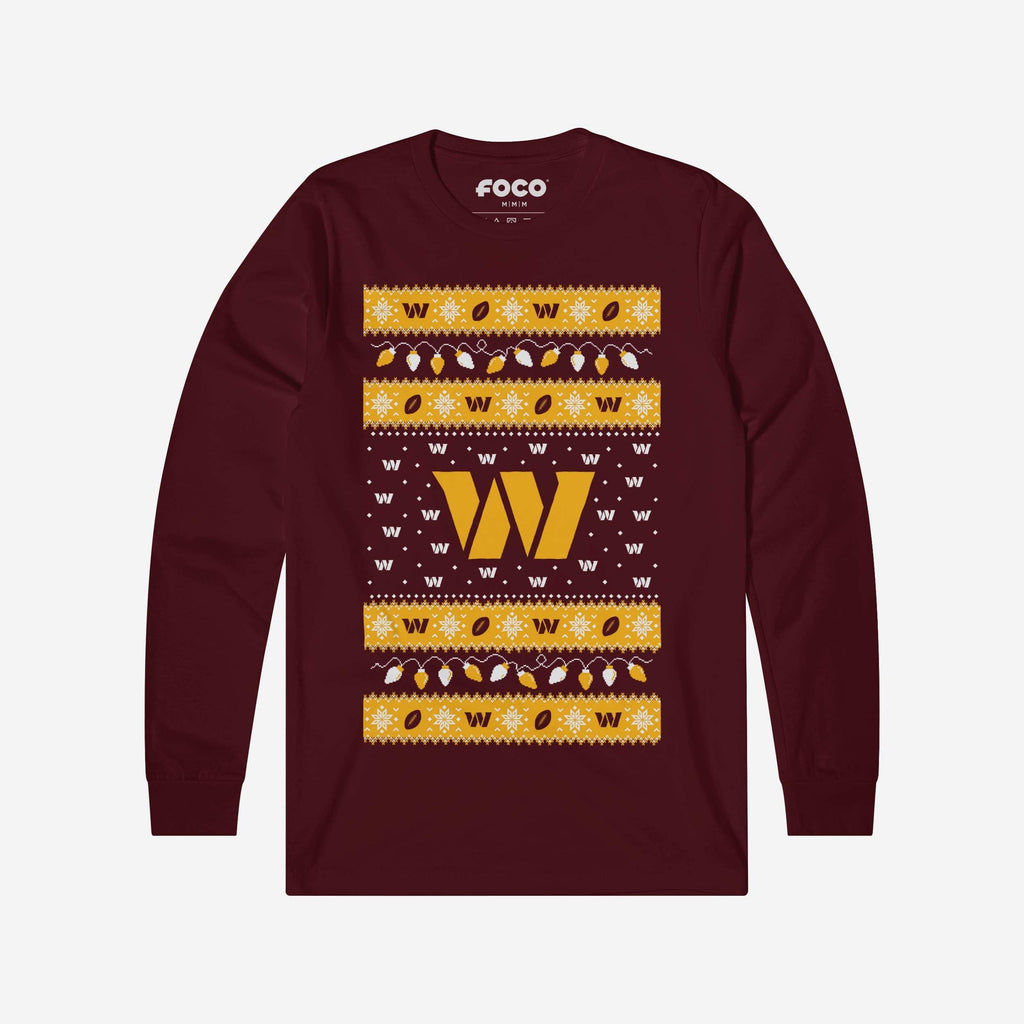 FOCO Washington Commanders Holiday Lights Long Sleeve T-Shirt Men Black/XL 2